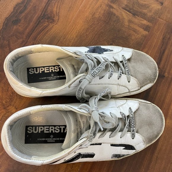 GOLDEN GOOSE Superstar Striped Leather And Suede Sneakers In Black and W… - Picture 5 of 5